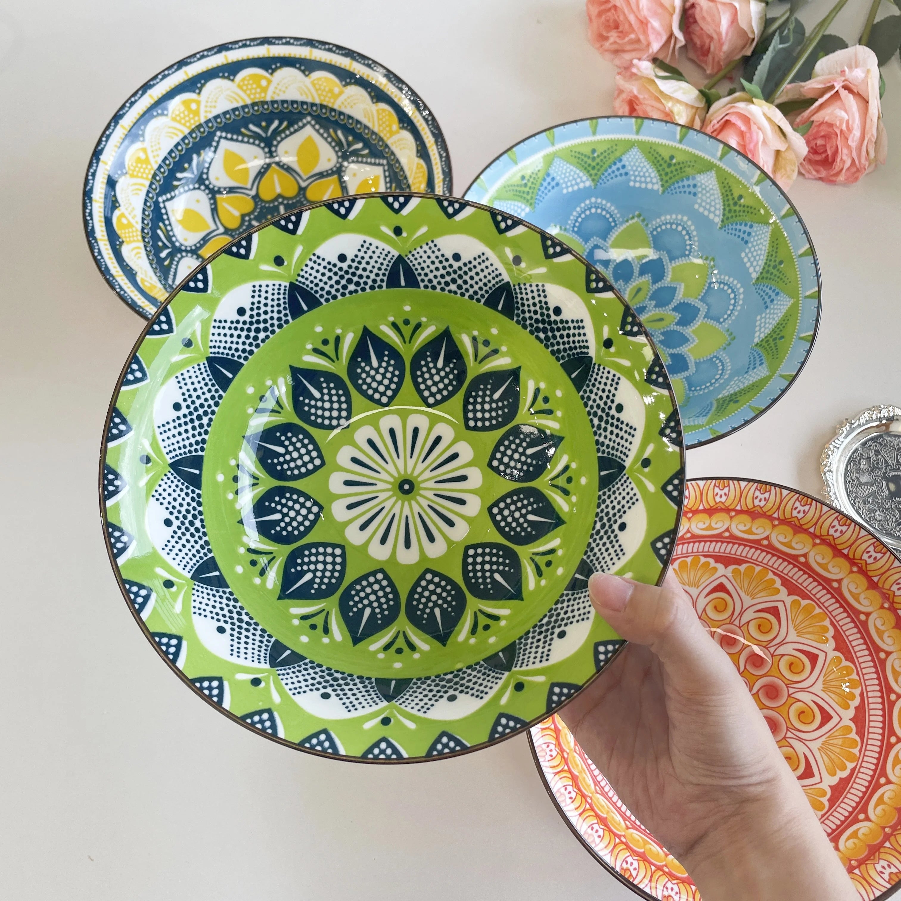 lot de 4 bols céramique bohème 20 cm - vue 4 sur 7