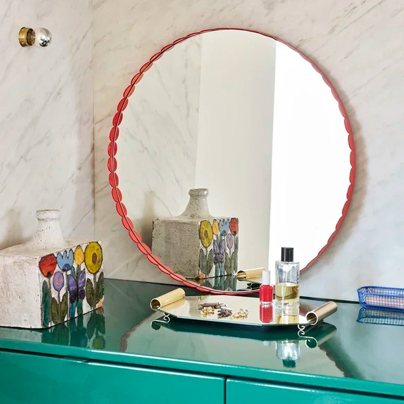 miroirs décoratifs rétro nordiques ronds personnalisés pour décoration intérieure - vue 3 sur 8
