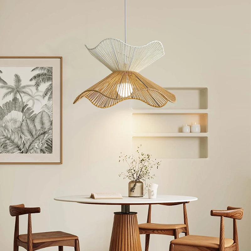 suspension japonaise tressée à la main luminaire décoratif en bois
