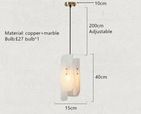suspension en marbre véritable avec fil de cuivre et ampoule réglable