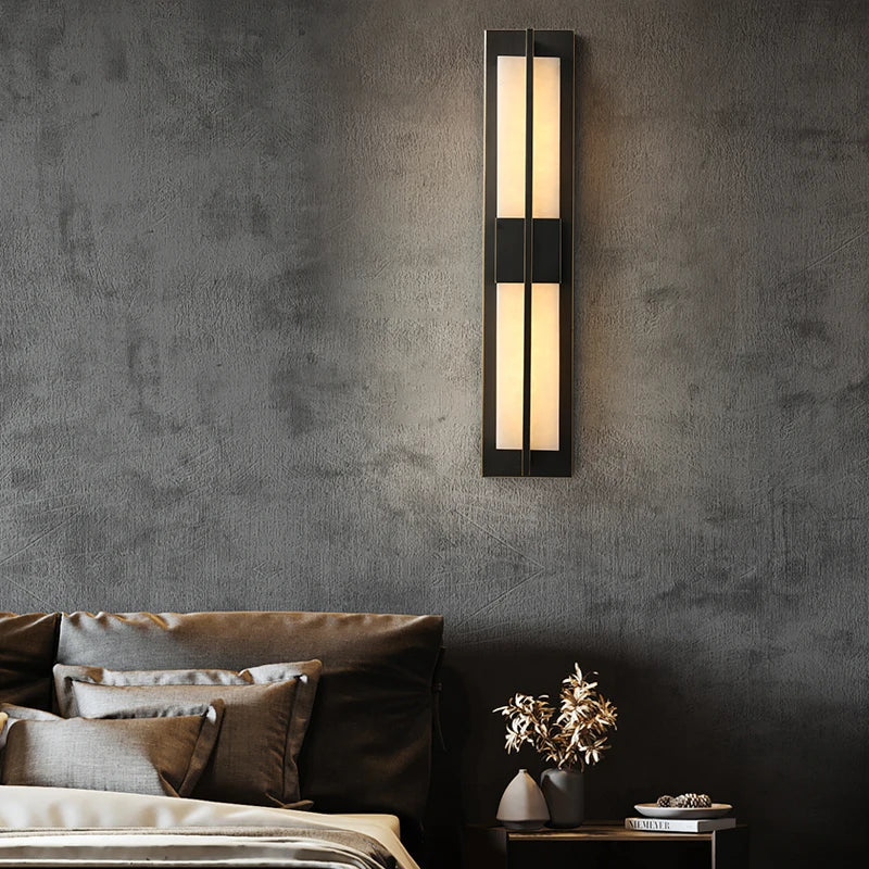 applique murale led en marbre naturel cuboïde pour divers espaces