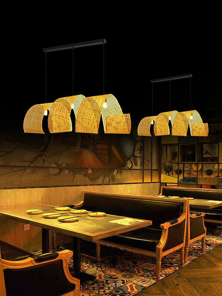 lustre en bambou style japonais pour décoration zen asiatique - vue 4 sur 11