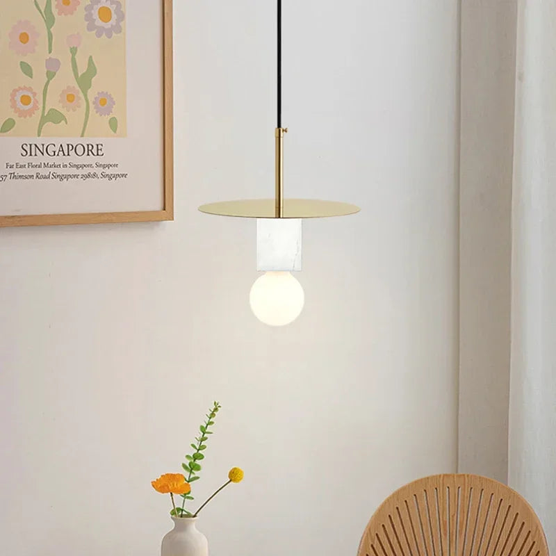 Nordic marble chandelier minimalist creative design for modern decor - vue 3 sur 7