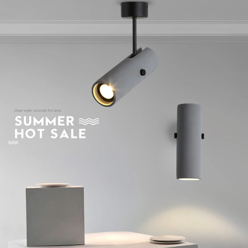 Applique murale avec spot LED réglable gris ciment style industriel - vue 5 sur 7