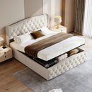 160 x 200 cm Modern Double Bed, Bed with Storage Space and Backrest, with Slatted Frame, Load-Bearing 250 kg, without Mattress