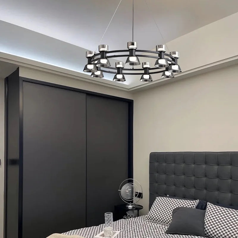 lustre créatif en cuivre et verre design moderne léger - vue 4 sur 12