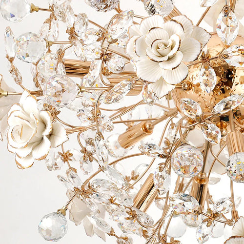 Lustre céramique blanc fleurs décoration - vue 4 sur 12