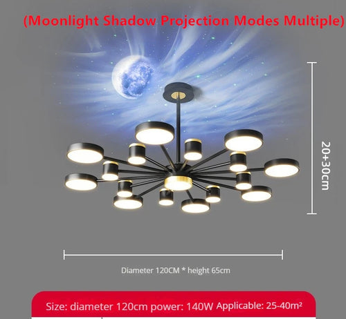 lustre led d'aurores boréales en cristal luxueux suspendu au plafond - vue 15 sur 16