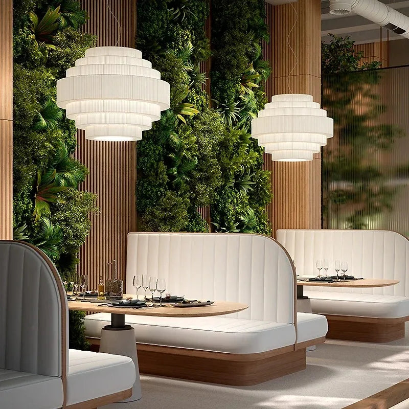 suspension lampe à boule en tissu nordique design artistique pour restaurants - vue 3 sur 11
