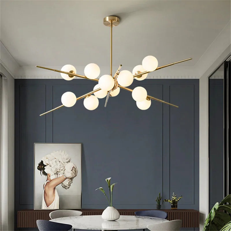 lustre design bauhaus sputnik en verre pour éclairage moderne - vue 4 sur 9