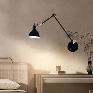 Vintage long arm wall light for reading