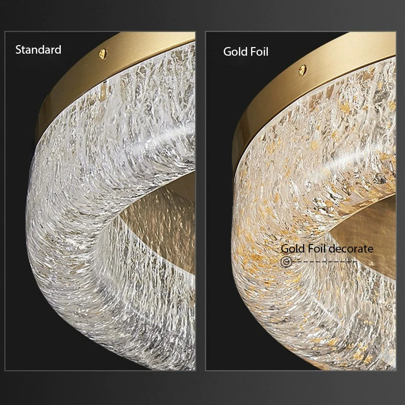 Plafonnier Led rond en laiton au design nordique moderne - vue 7 sur 14