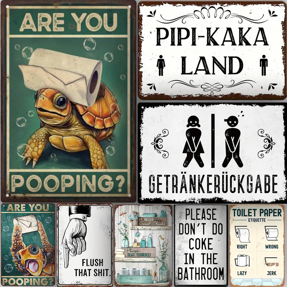 1pc Vintage Bathroom Metal Sign Tin Sign , Wall Decor For Home Bathroom Toilet, 8x12 Inches