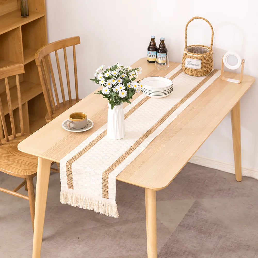 Chemin de table coton lin brodé style champêtre - vue 5 sur 7