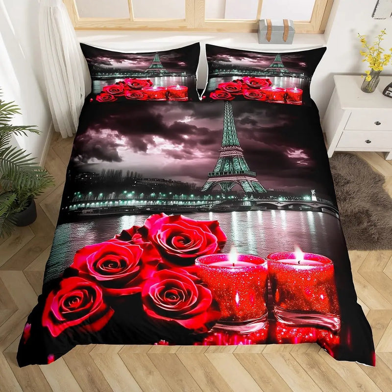 housse de couette florale rose style botanique luxe pour queen et twin