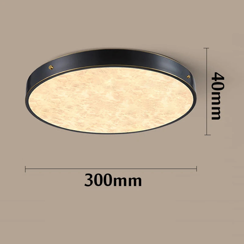 plafonnier luxueux en laiton led monté en marbre circulaire - vue 5 sur 8
