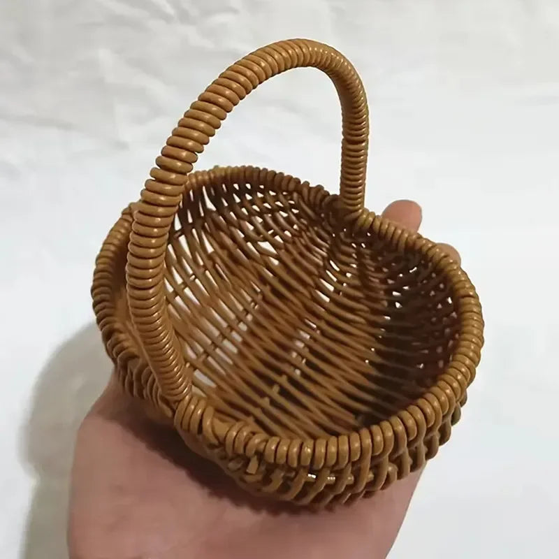 1pc Handwoven Flower Basket, Floral Decoration Dried Artificial Flower Gift Handwoven Basket, Handmade Fruit Basket - vue 4 sur 6