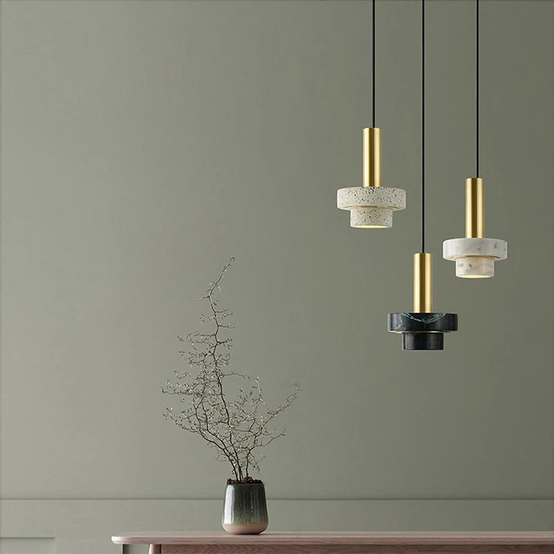 Suspension LED en marbre décorative pour divers espaces