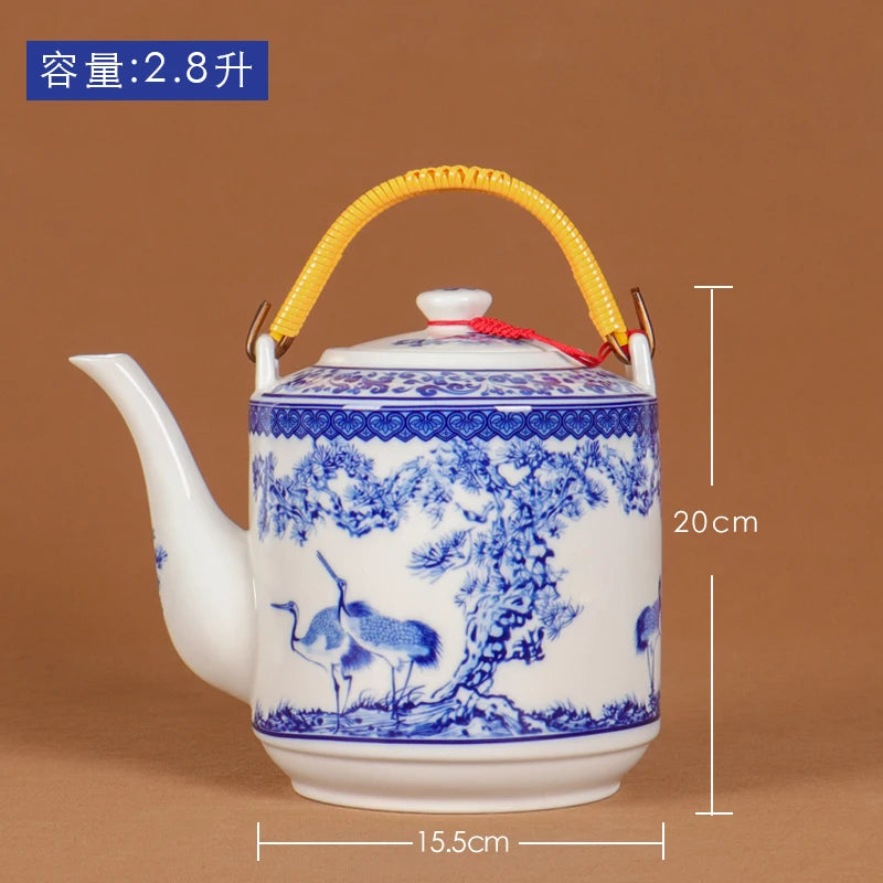 Théière céramique grande capacité style chinois motifs - vue 2 sur 7