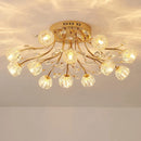 lustre nordique de luxe en cristal avec fleur en verre led