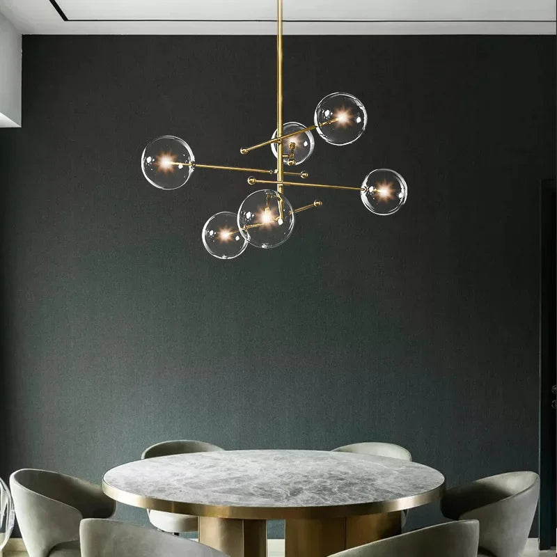 lustre nordique en verre boule pour éclairage décoratif - vue 6 sur 10