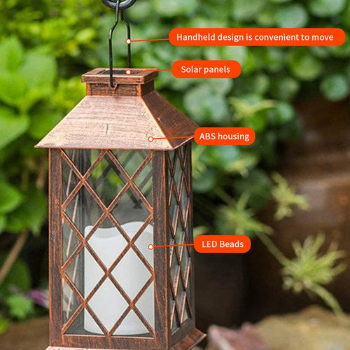 Lampe LED solaire européenne rétro électronique bougie lanterne crépuscule à l'aube lampe décorative solaire pour intérieur extérieur jardin terrasse - vue 3 sur 9