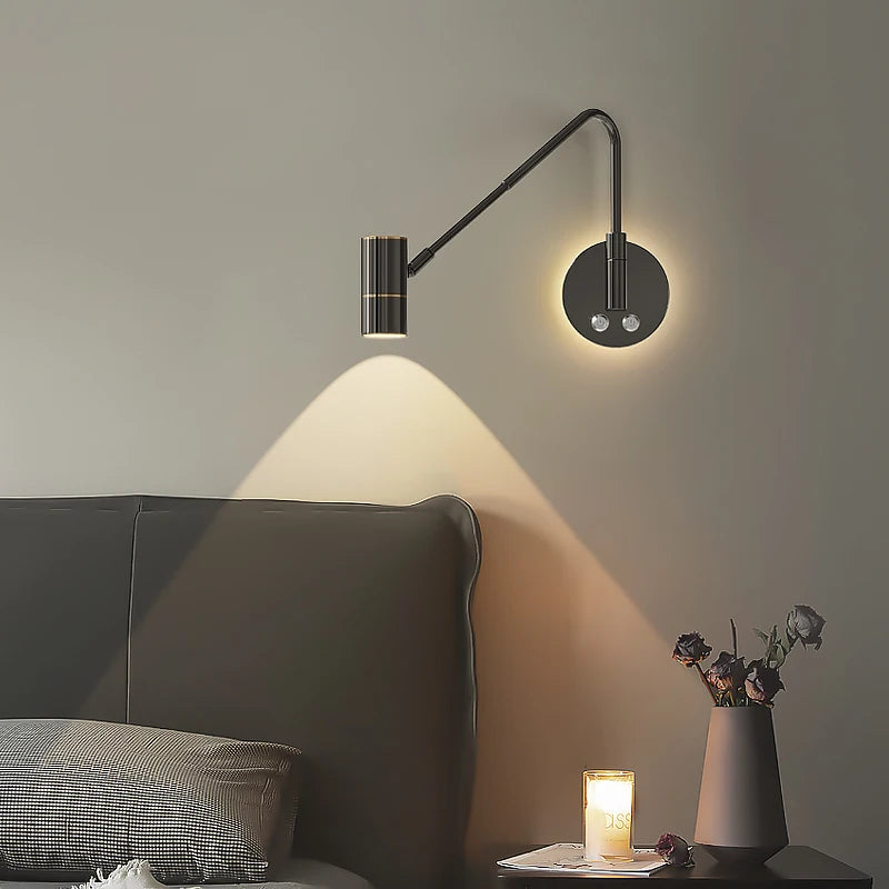 lampe de lecture murale style crème bras oscillant bauhaus interrupteur tactile - vue 5 sur 10