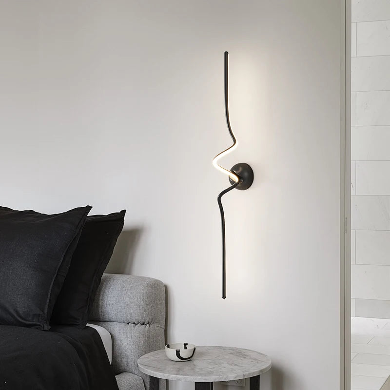 Modern Black White Spiral Wall Lamps 75cm 95cm Long Living Room TV Background Wall Lights Simple Bedroom Bedside Light 220V - vue 7 sur 10