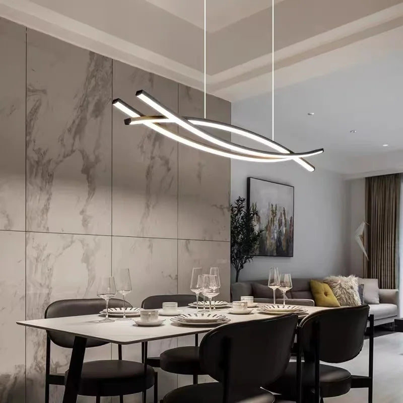 lustre à led en aluminium design moderne réglable en hauteur - vue 3 sur 8