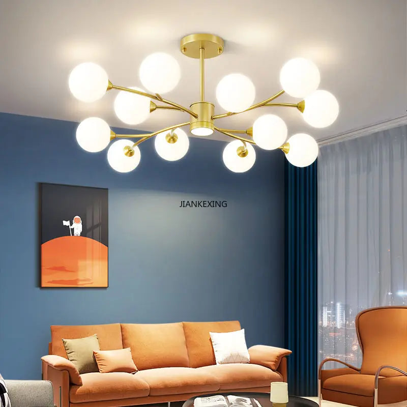lustre moderne en verre led avec suspension pour décoration maison