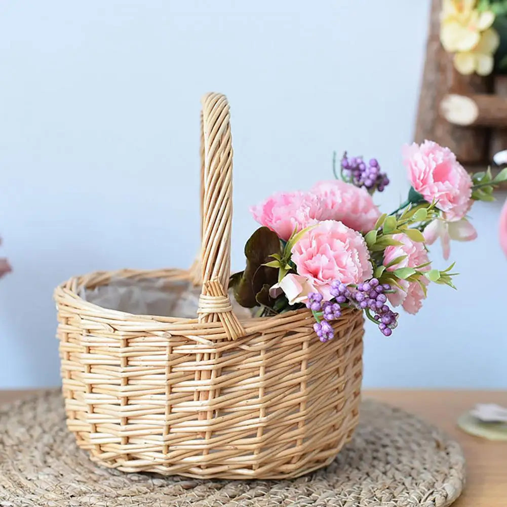 panier tissé rotin pour fleurs et aliments - vue 5 sur 7