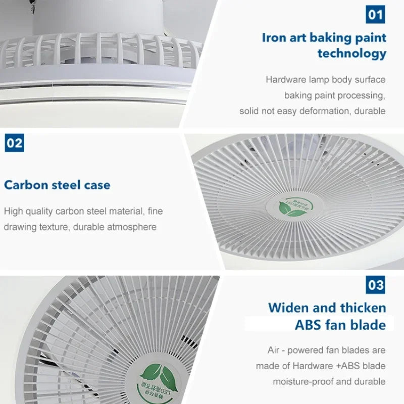 ventilateur de plafond led invisible avec télécommande moderne - vue 9 sur 8