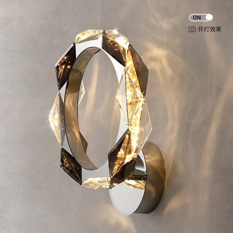 Bed Lamp, Wall Lamp, Bedroom Minimalist Living Room Light, LED Light Luxury TV Background Wall Lamp, Crystal Staircase Light - vue 7 sur 8