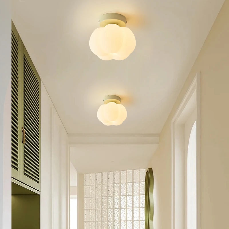 plafonnier led design nordique moderne en forme de fleur de citrouille - vue 6 sur 10