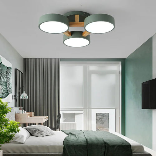 Nordic macaron chandelier modern minimalist wood decoration - vue 5 sur 25