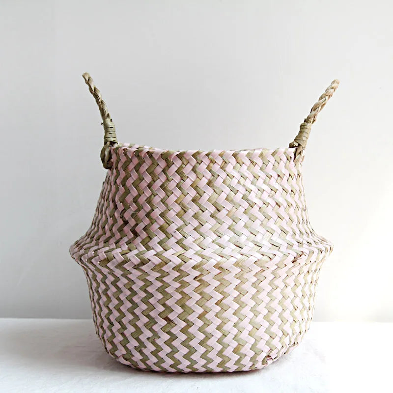 paniers de rangement en osier boho décor pliables fait main - vue 8 sur 8