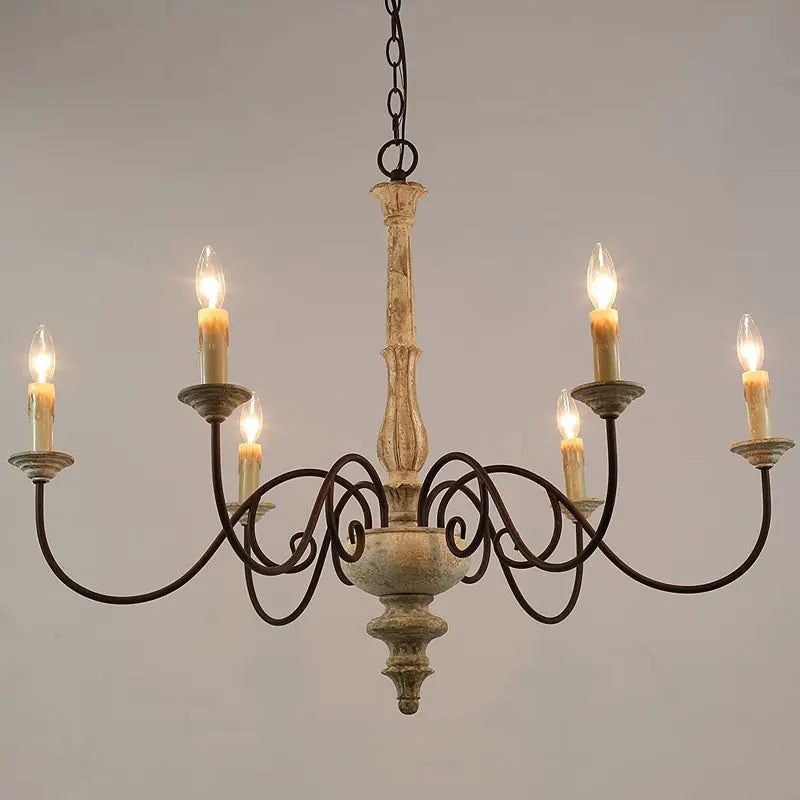 lustre vintage français en bois massif style nordique