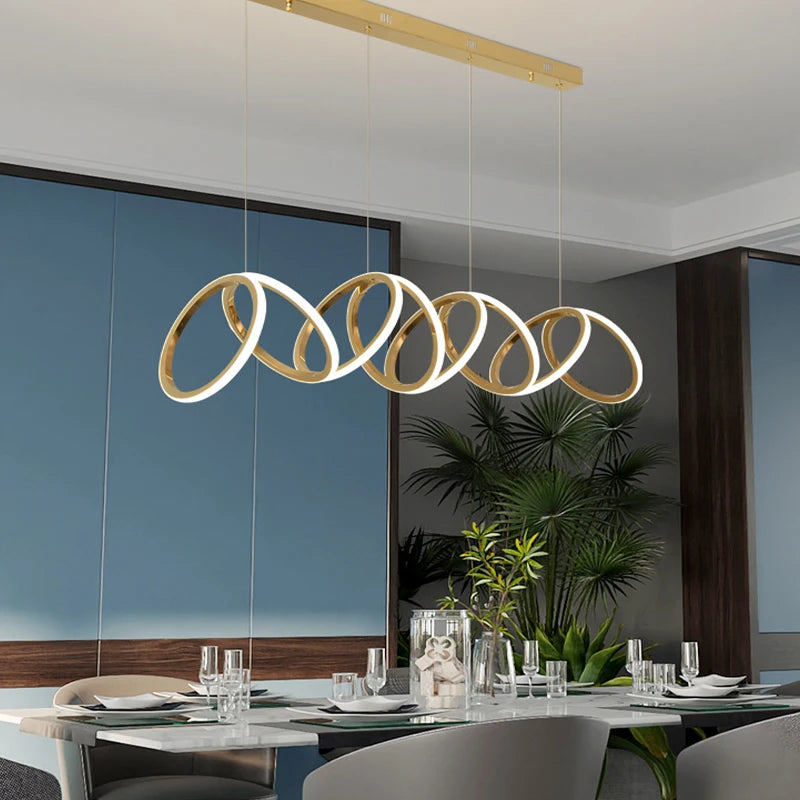 Anneau de luxe moderne suspension LED lumières pour salle à manger cuisine éclairage Lustre décor Lustre barre intérieure suspendus luminaires - vue 4 sur 9