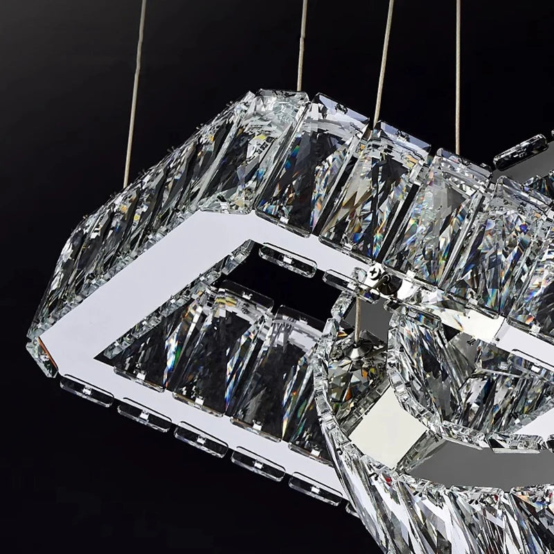Lustre design cristal doré moderne pour salle à manger éclairage intérieur - vue 6 sur 8