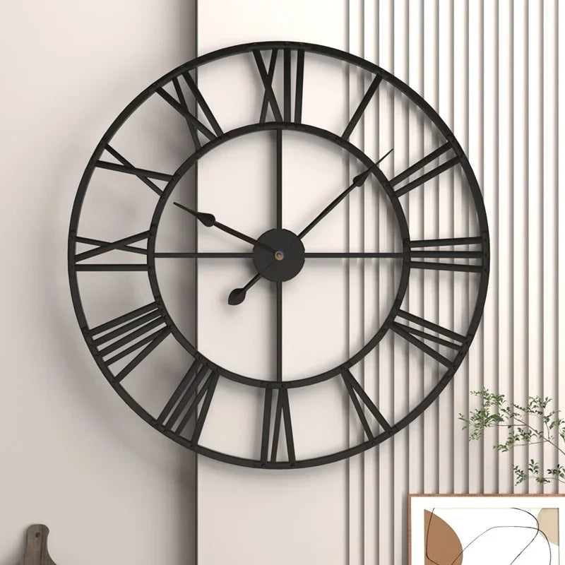 horloge murale décorative 3d moderne style rétro romain silencieuse en métal - vue 4 sur 9