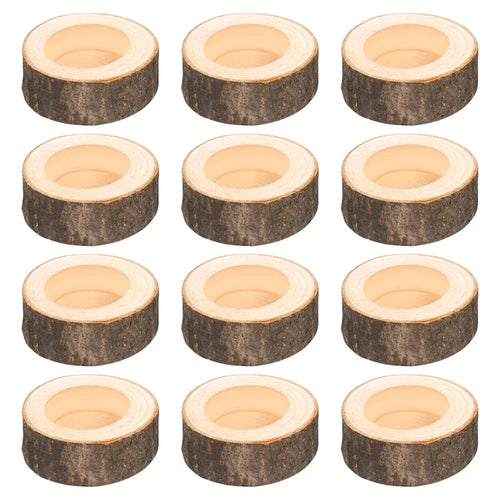 12Pcs Wooden Candle Holder,Votive Tealight Holder For Wedding Party For Table,Halloween Christmas Party Home Decor