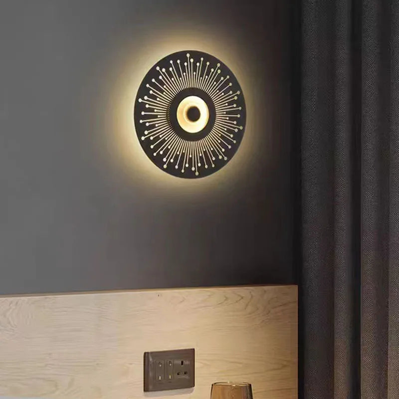 applique murale led art déco ronde en métal pour restaurant