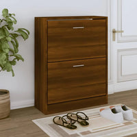 meuble à chaussures en chêne brun en bois d'ingénierie