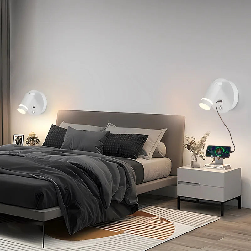 lampe de lecture led rotative avec port usb et interrupteur type-c