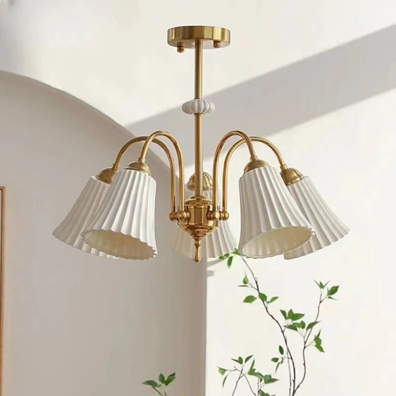 lustre rétro français en céramique et cuivre style américain design - vue 4 sur 13