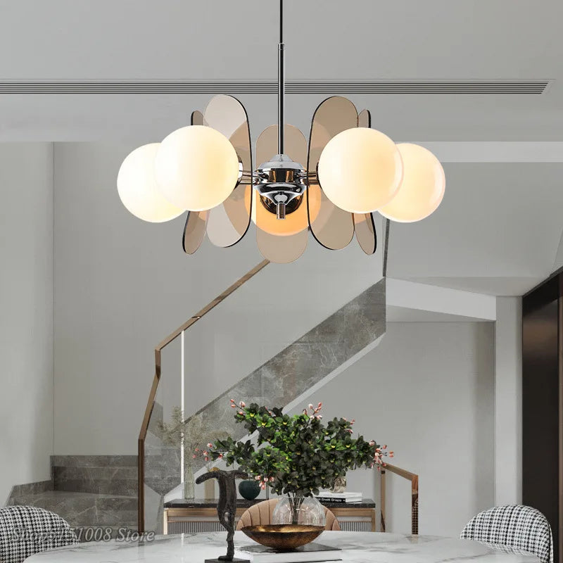 New Modern Luxury Living Room Pendant LampDecorationIndoor Hall, Bedroom,Attic, Kitchen,White Glass Led Lamp Package Chandelier - vue 5 sur 14