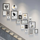 Minimalist Wooden Staircase Photo Wall Frame Set, Nordic Style, Gallery Wall Decor, Hallway Photo Frames and Background