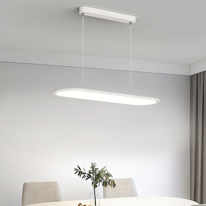 Modern minimalist decorative LED rounded rectangular chandelier - vue 4 sur 14