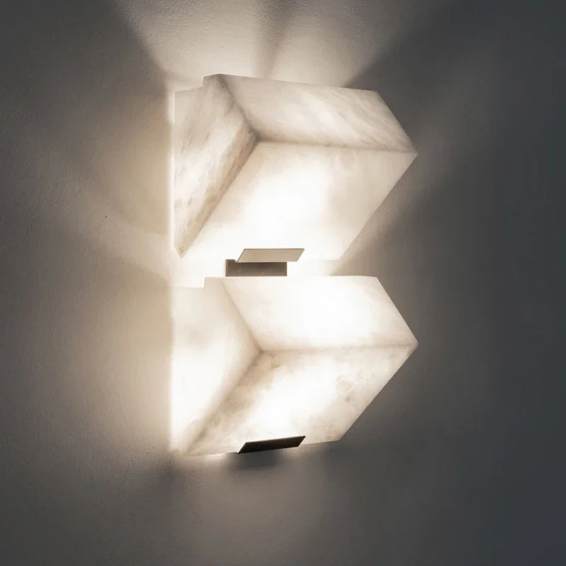 applique murale moderne en marbre avec lumières led