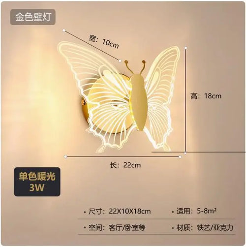 Multicolour butterfly Tiffany glass wall light for children - vue 8 sur 10